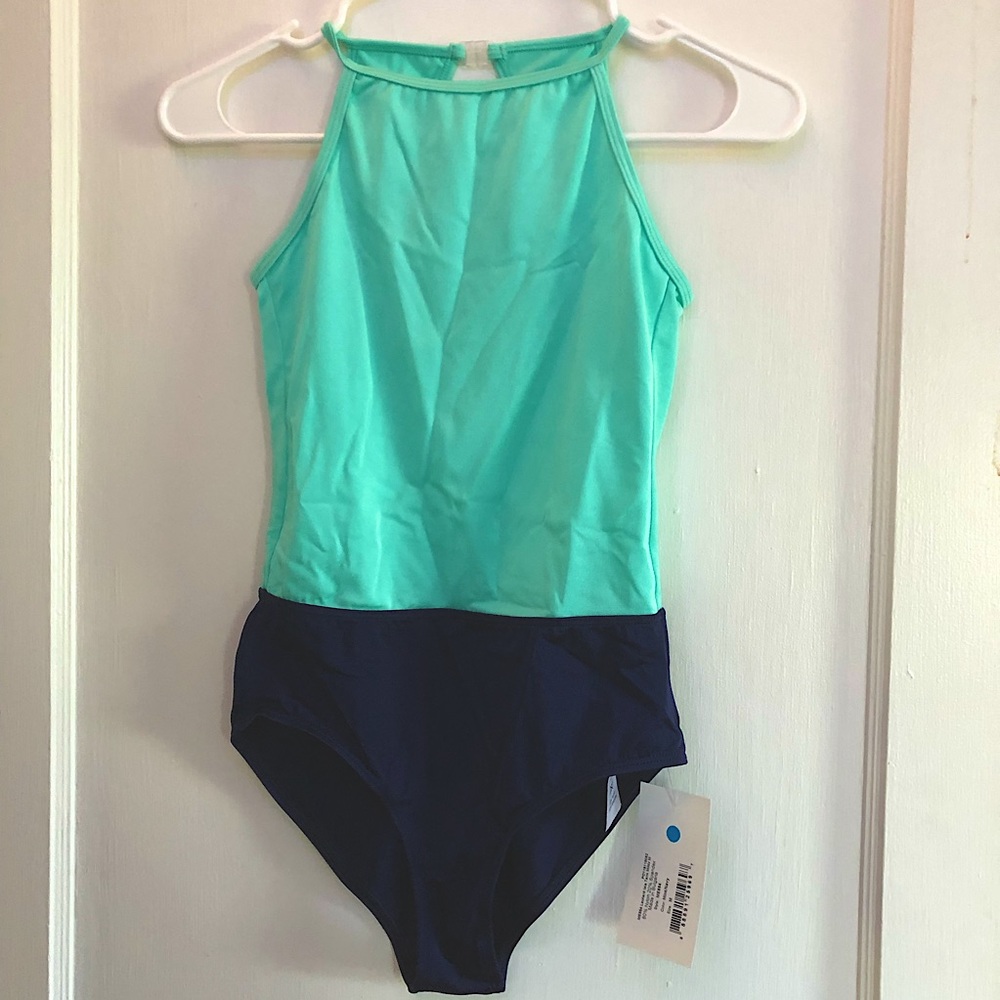 Mariia Teal and Navy Camisole Leotard